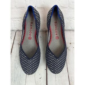 NEW! ROTHY'S blue white polka dot flat ballerina shoes 10.5